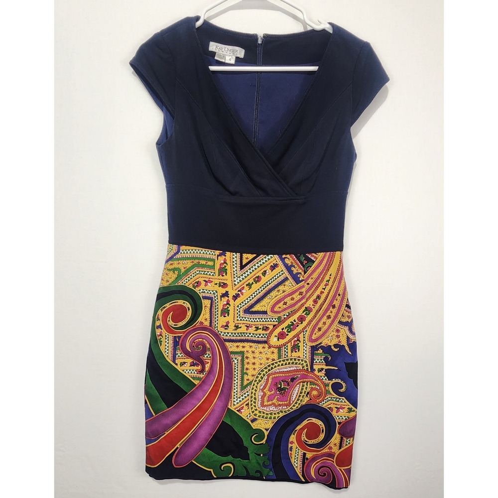 Kay Unger Women's Classy Elegant Old Money Pencil Dress Multicolor Size 4